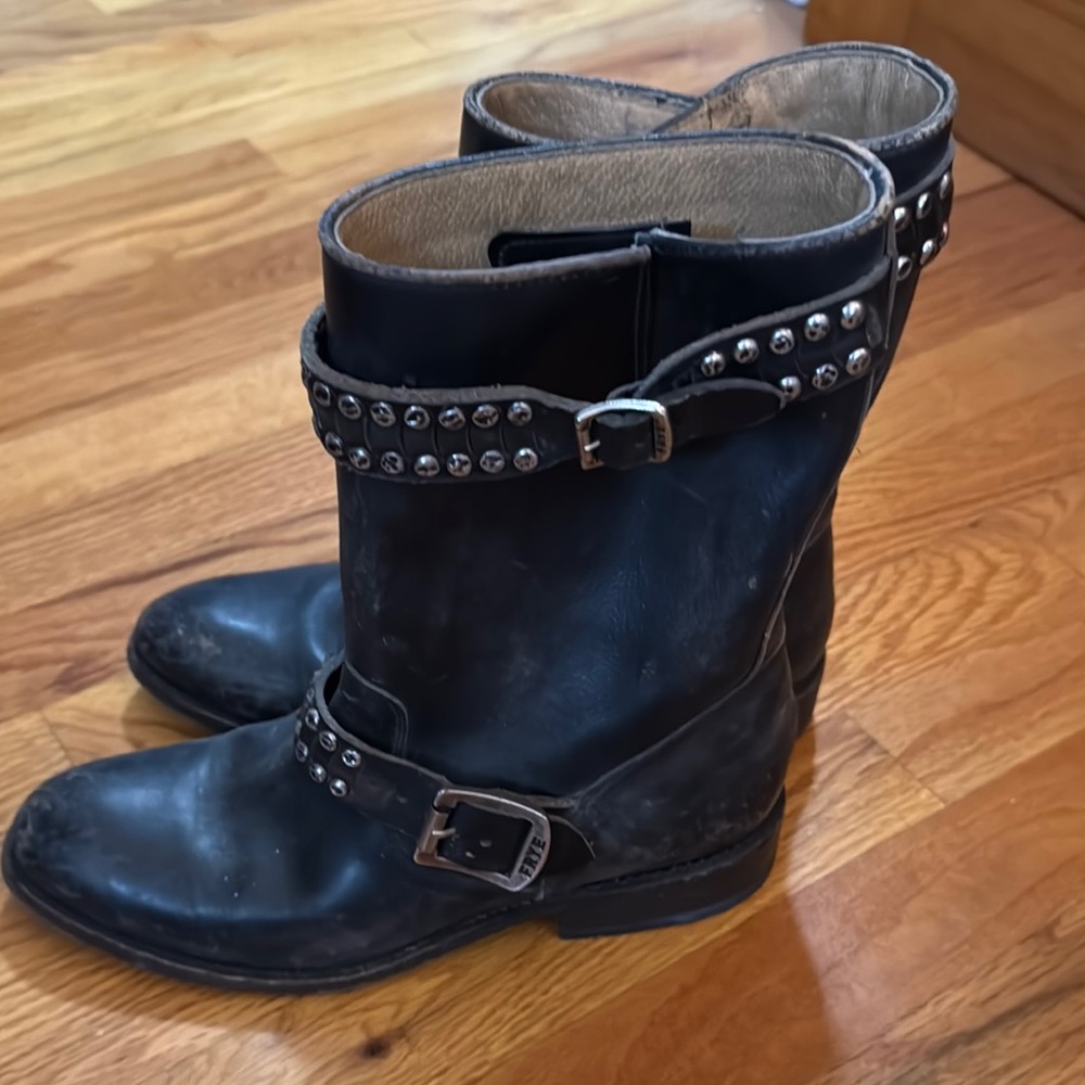 Frye Studded Black Leather Boots